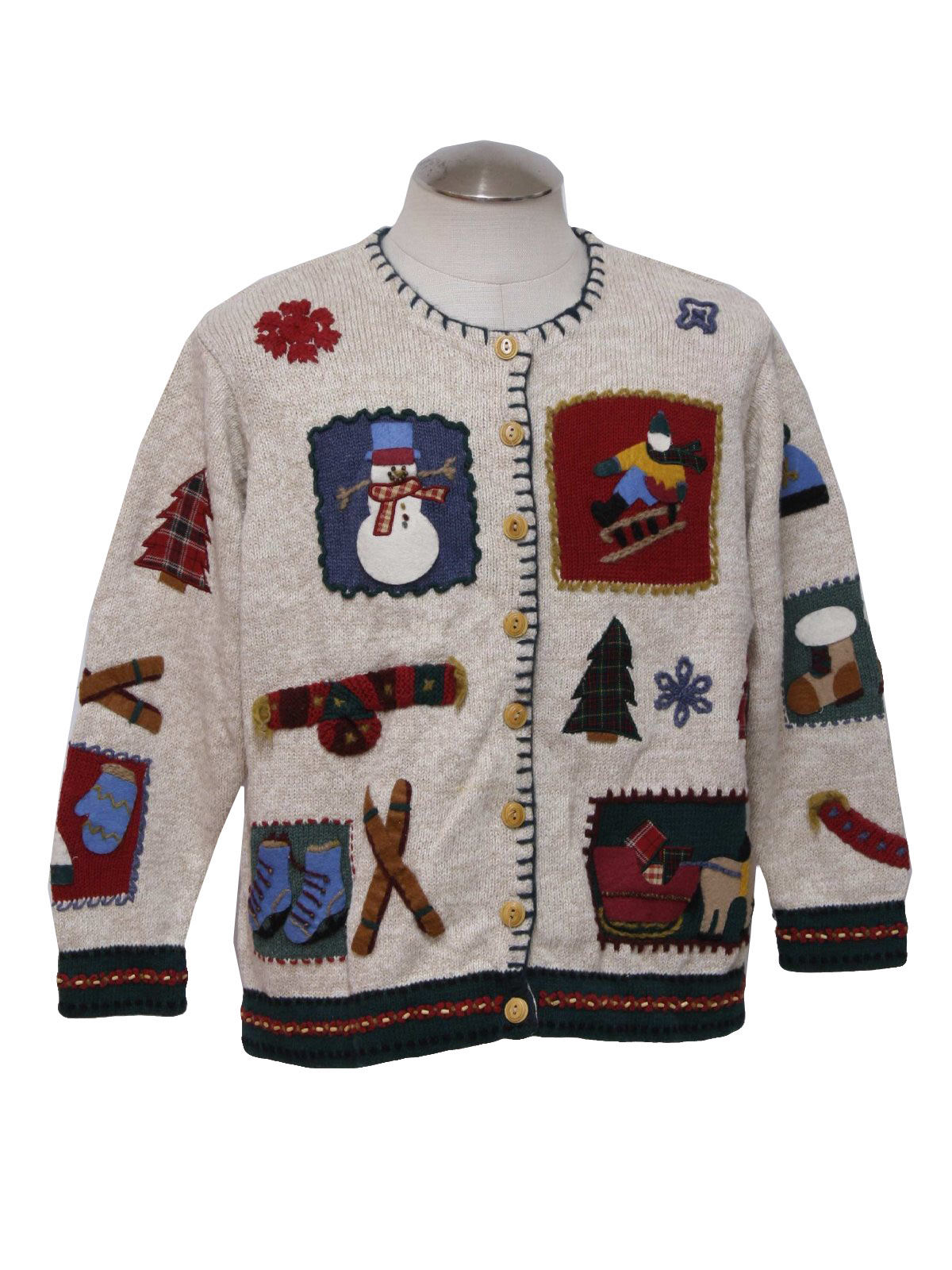 Womens Ugly Christmas Sweater : -Susan Bristol- Womens Biege background ...