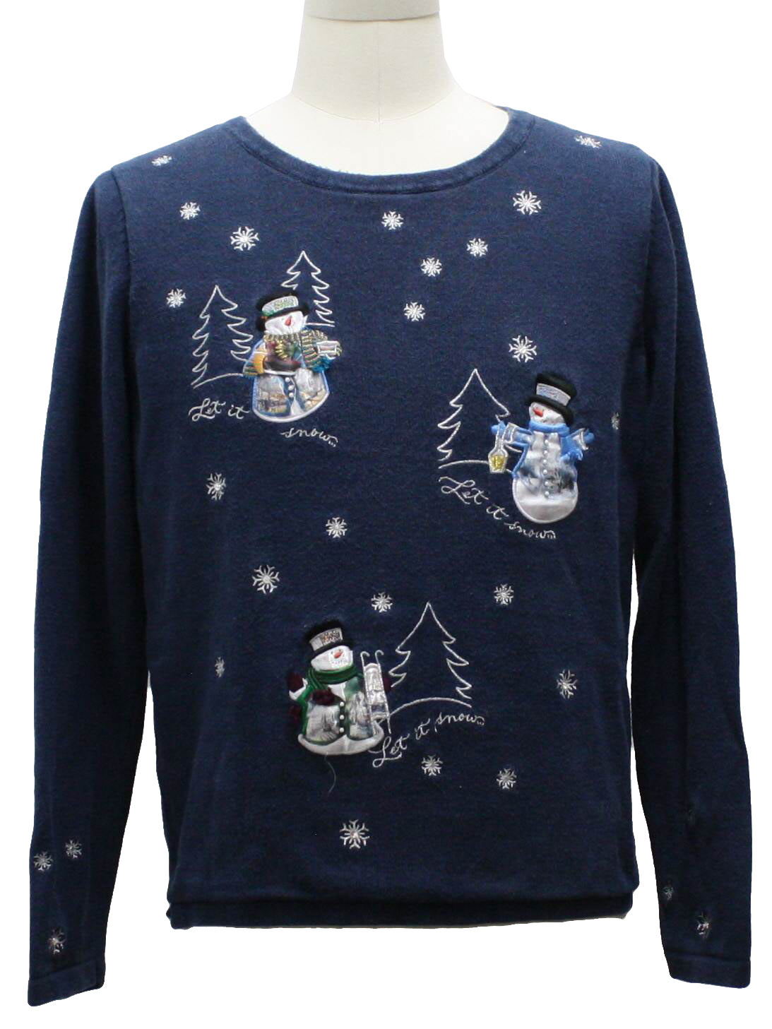 Womens Ugly Christmas Sweater Shirt: -The Bradford Exchange- Womens midnight blue background