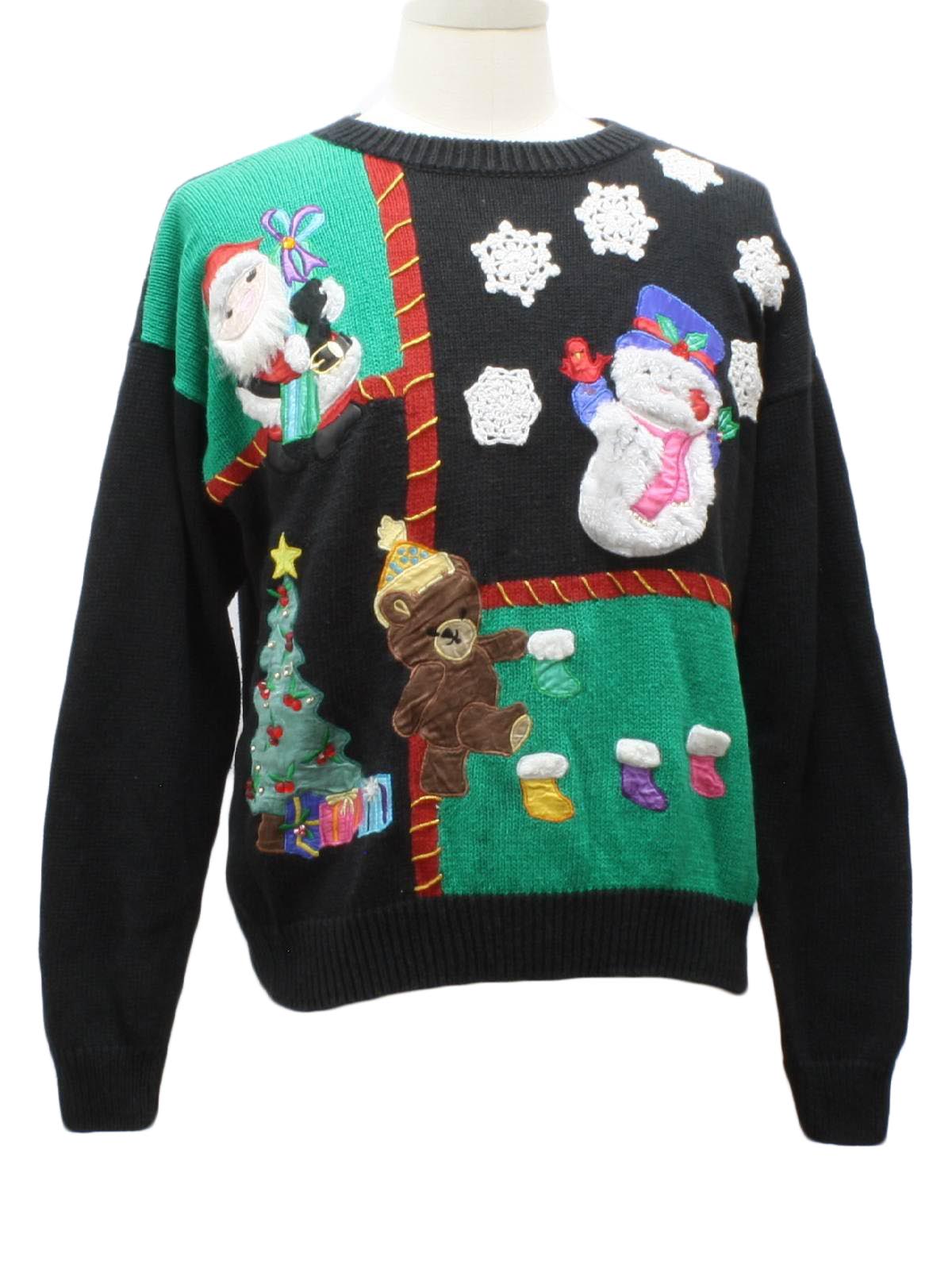 Ugly Christmas Sweater: retro look -Missing label- Unisex Black ...