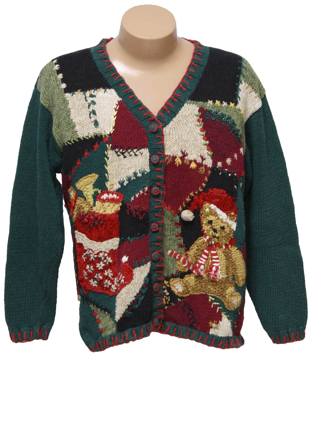 Ugly Christmas Sweater: -Fashion Bug- Unisex green background ramie ...