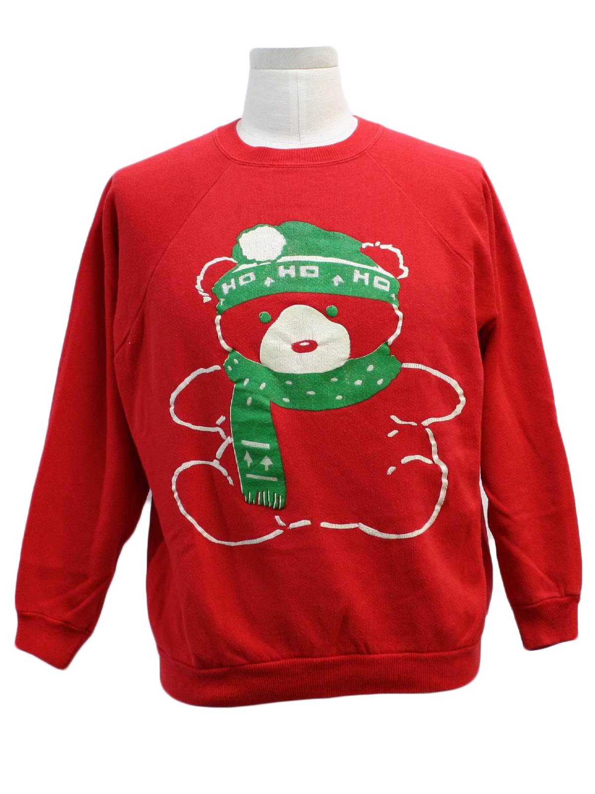 Bear-ific Ugly Christmas Sweatshirt: -Hanes- Unisex red background ...