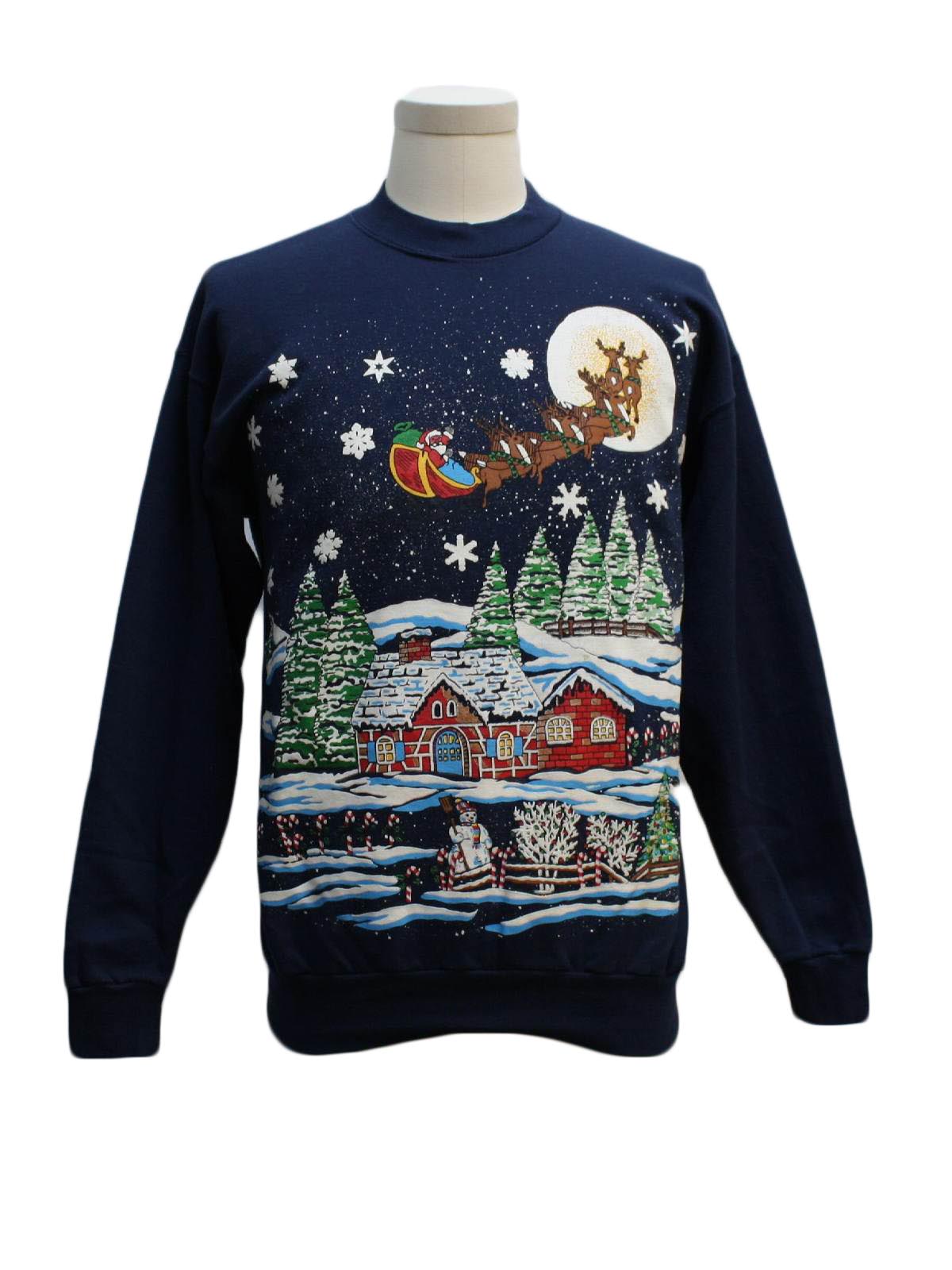 Ugly Christmas Sweatshirt: -Hanes- Unisex midnight blue, white, red ...