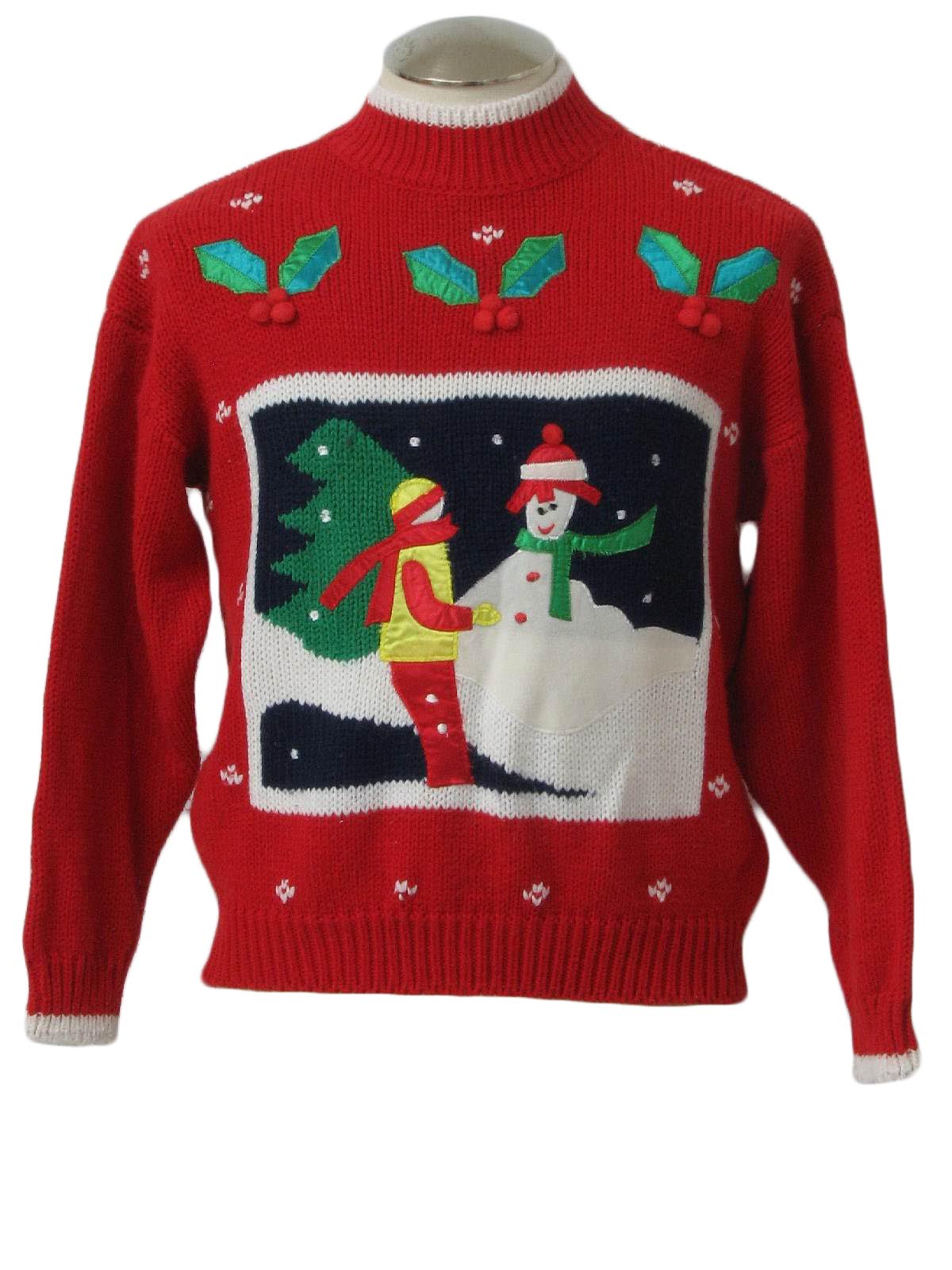 Ugly Christmas Sweater: retro look -Christina- Unisex red, acrylic ...