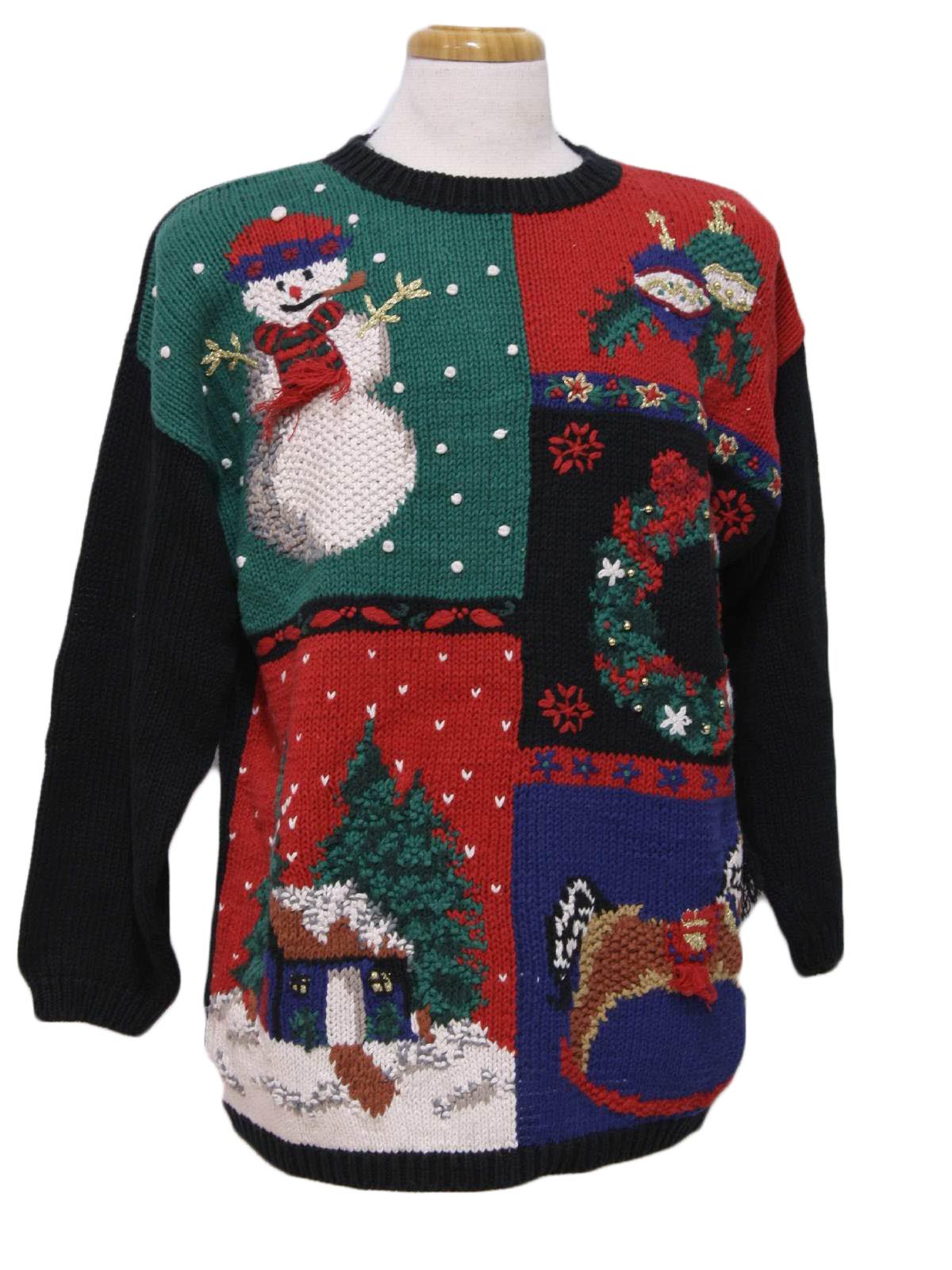 Ugly Christmas Sweater: -Work in Progress- Unisex black background ...
