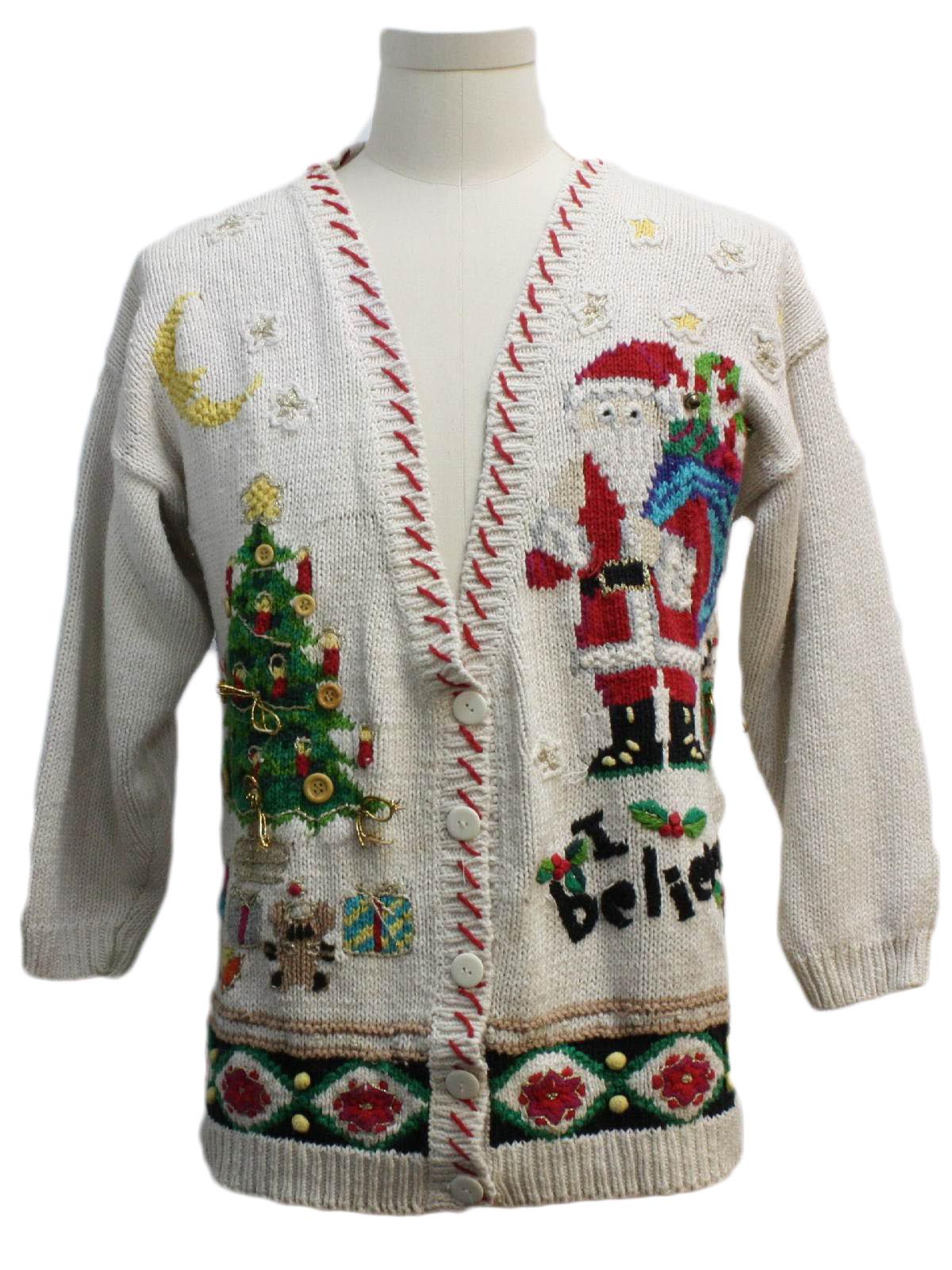 Ugly Christmas Cardigan Sweater: -Beldoch Popper- Unisex white ...