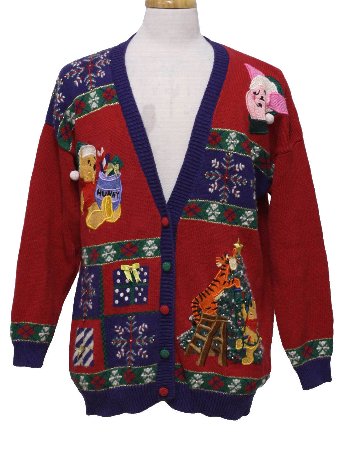 Winnie The Pooh Ugly Christmas Cardigan Sweater: -Disney Store- Unisex ...
