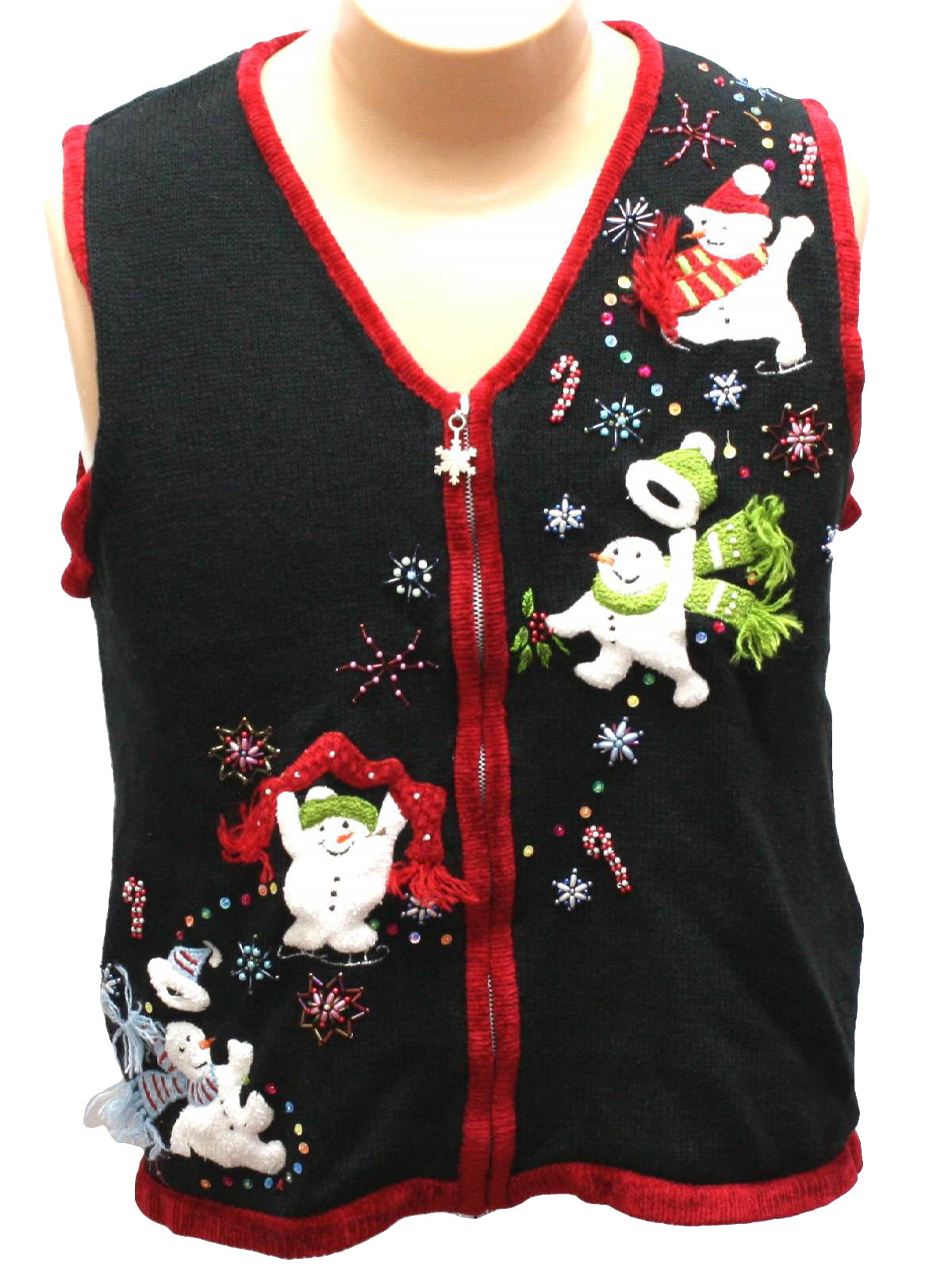 Womens Ugly Christmas Sweater Vest: -White Stag- Womens black ...