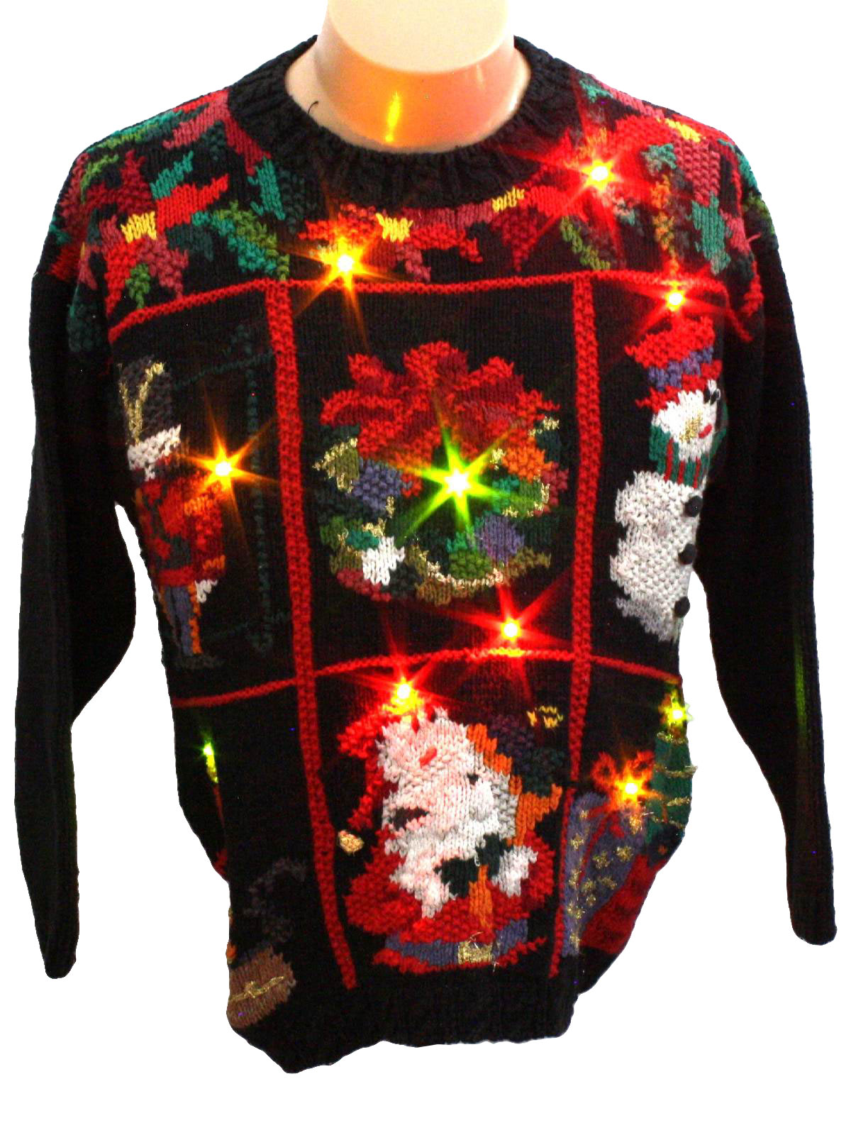 Light up Ugly Christmas Sweater retro look Crystal Kobe Unisex black