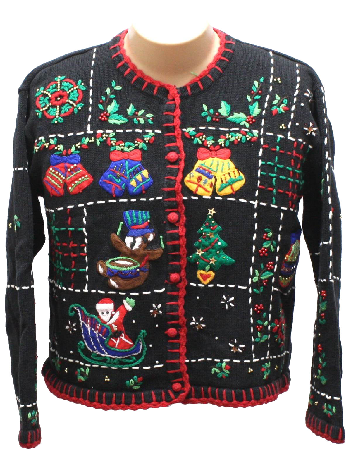 Womens Ugly Christmas Sweater : -Hampshire Studio - Womens Black ...