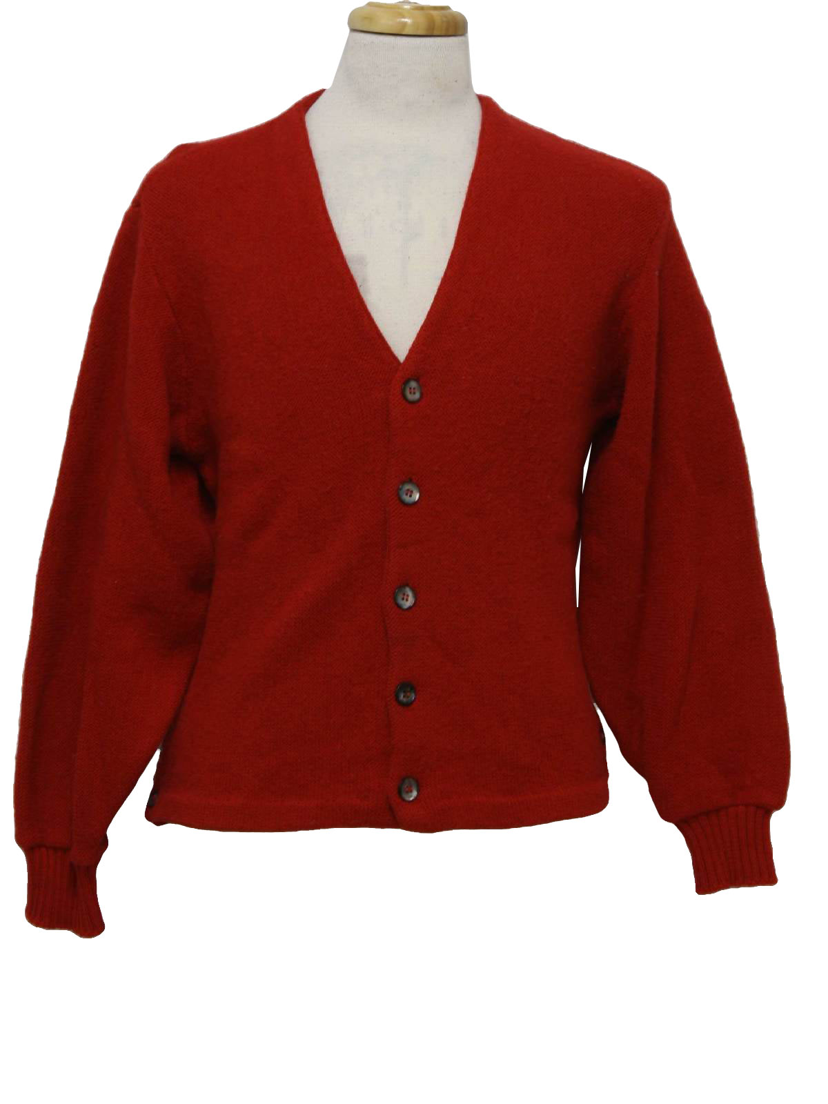 1970s Vintage Caridgan Sweater: 70s -Missing Label- Mens red, blended ...