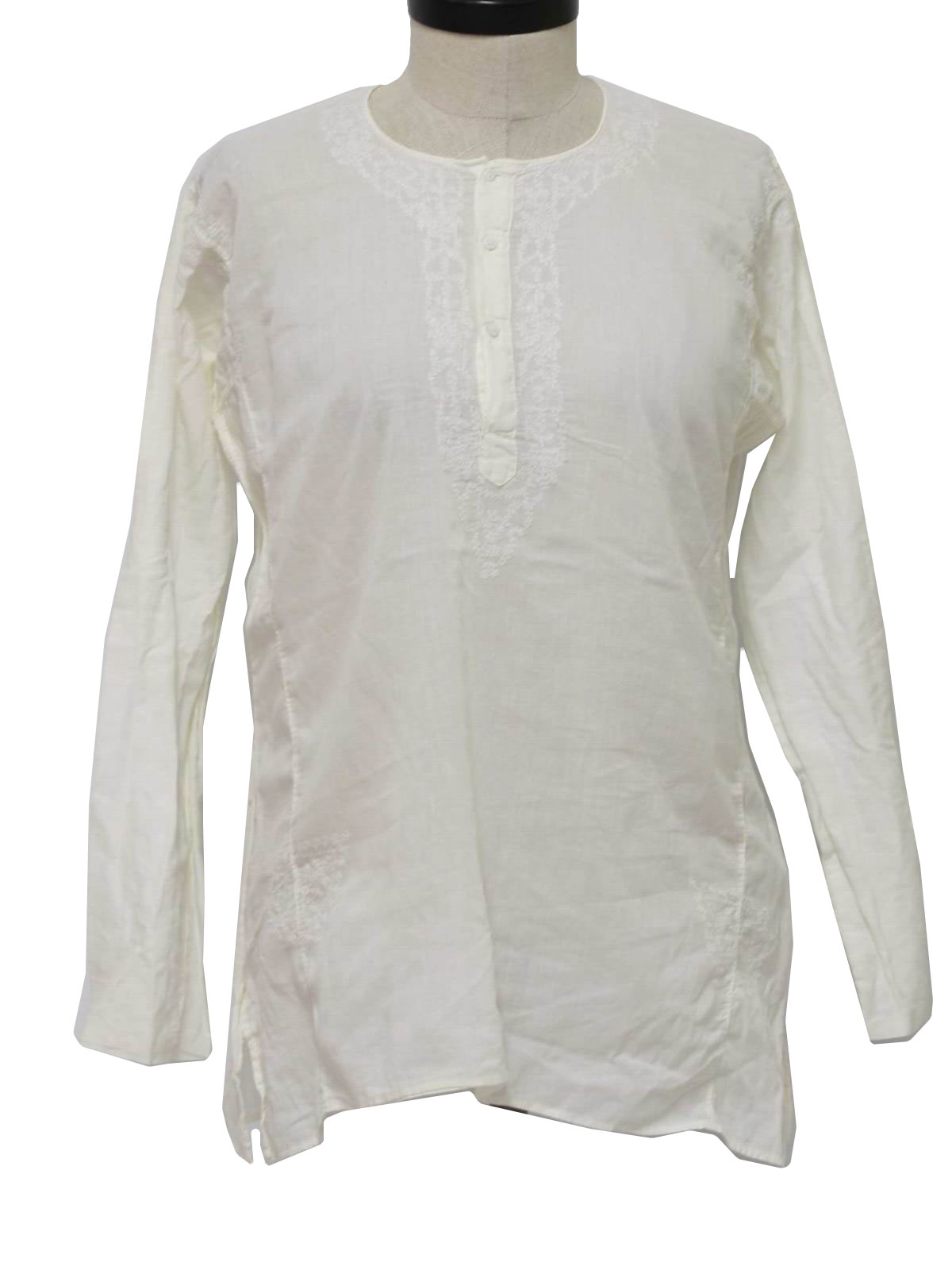 Retro 1990s Hippie Shirt: 90s -no label- Womens white semi-sheer cotton ...