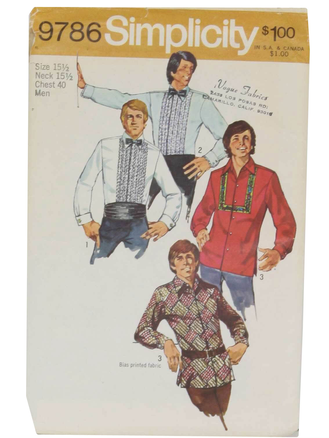 1970s Simplicity 9786 Sewing Pattern: 1971 -Simplicity 9786- Mens ...