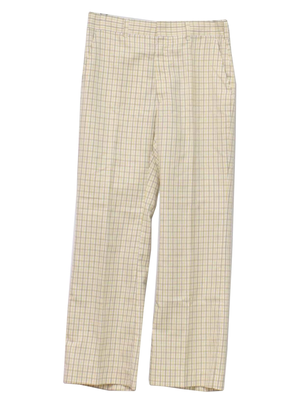 70s Retro Pants: 70s -Haggar Slacks- Mens white, brown and yellow small ...