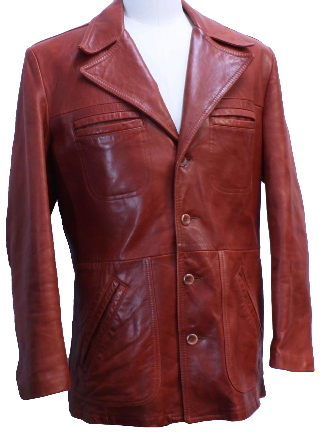 Retro 70's Leather Jacket: 70s -Remy- Mens cinnamon spice leather ...