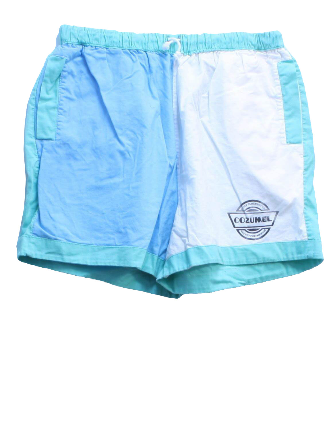 Vintage CoCos 80's Shorts: 80s -CoCos- Mens teal green, light blue and ...