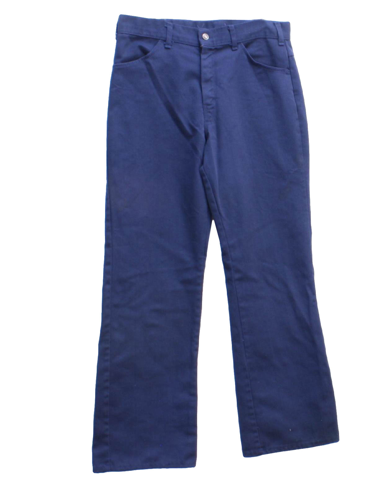 1970's Flared Pants / Flares: 70s -No Label- Mens navy blue cotton ...