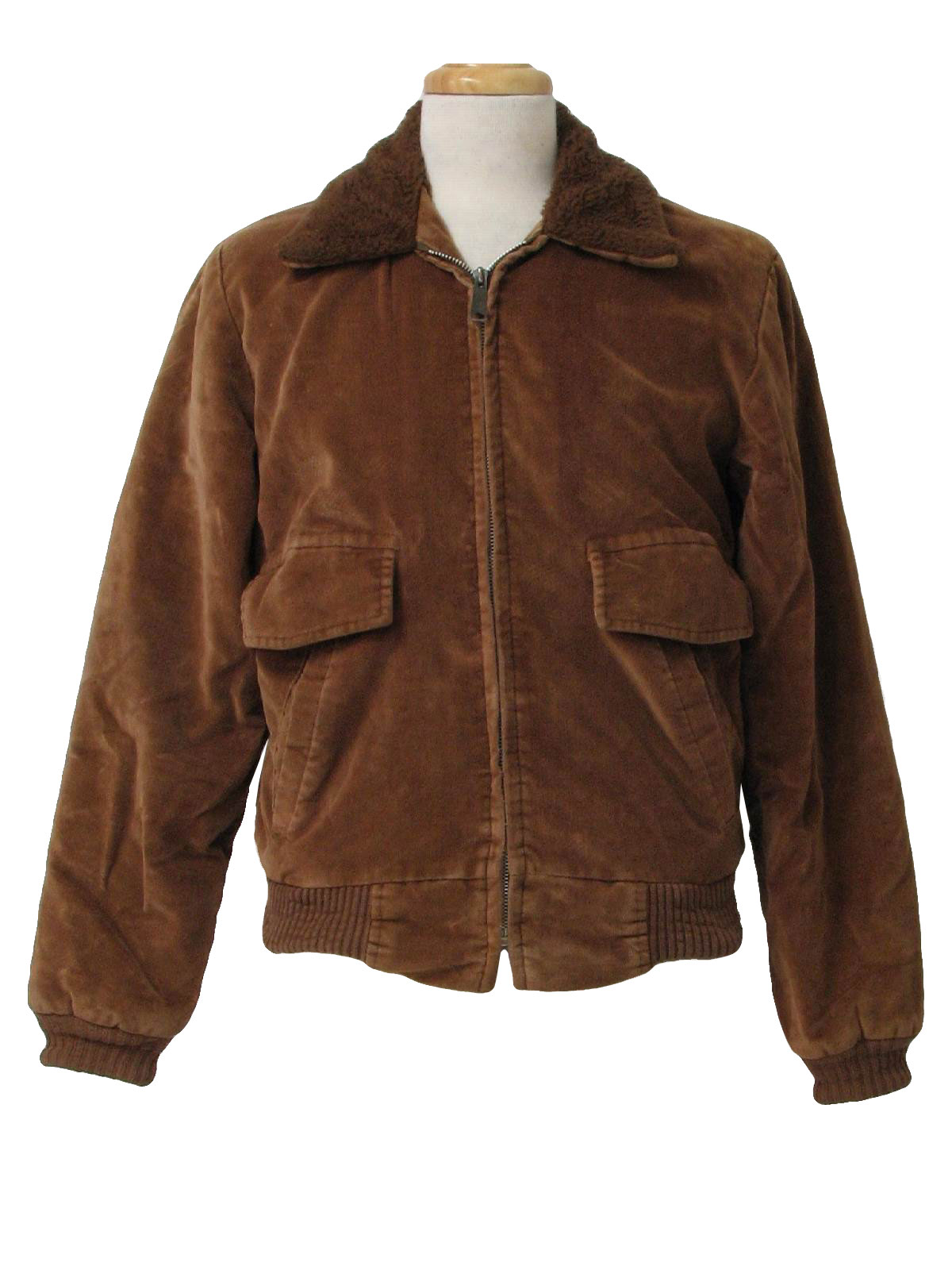 Vintage 70s Jacket: 70s -No Label- Mens light brown cotton