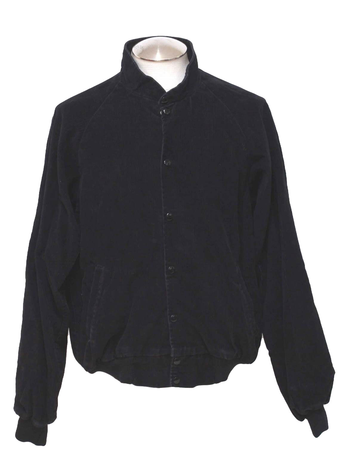 Vintage Eighties Jacket: 80s -No Label- Mens black cotton pinwale ...
