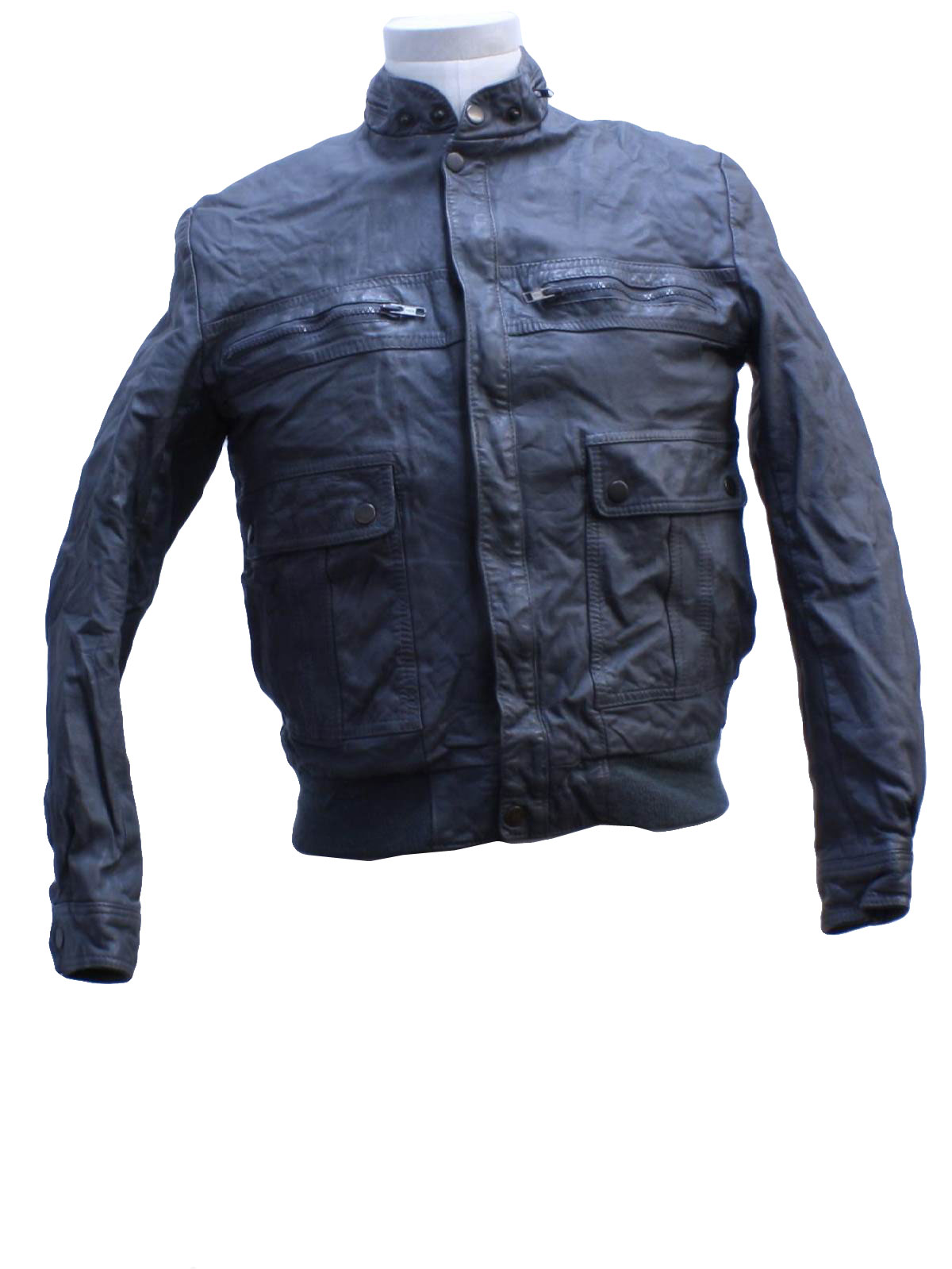 Eighties Repage Leather Jacket: 80s -Repage- Mens grey, longsleeve ...