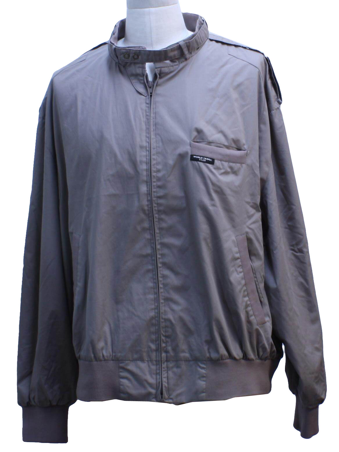 Vintage 1980's Jacket: 80s -World Travel Club- Mens gray cotton ...