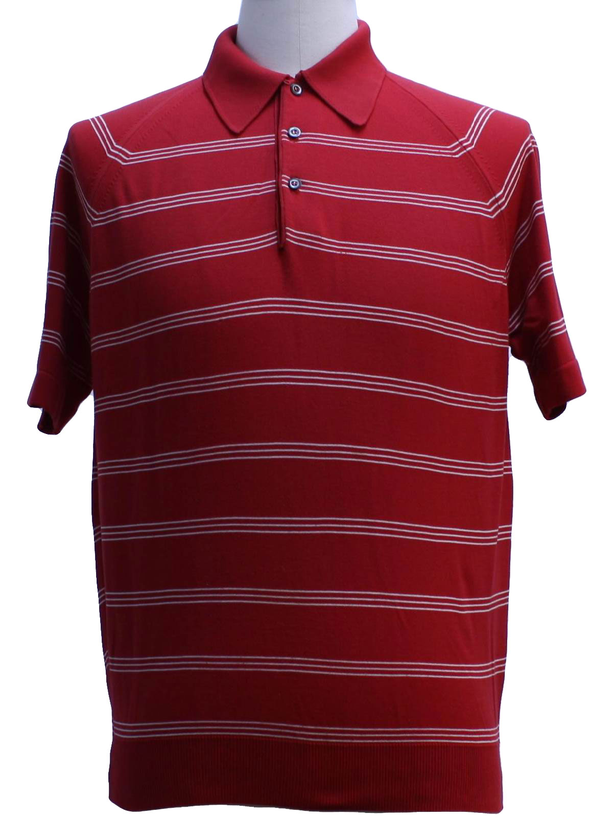 1970's Retro Knit Shirt: 70s -Thane- Mens red and white nylon banlon ...