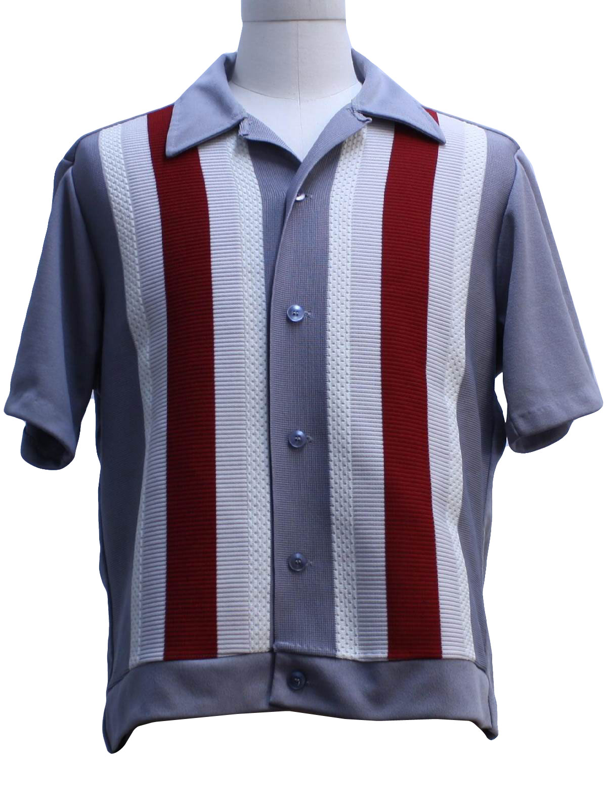 Sixties Marina Knit Shirt: 60s -Marina- Mens grey, red, pale taupe and ...