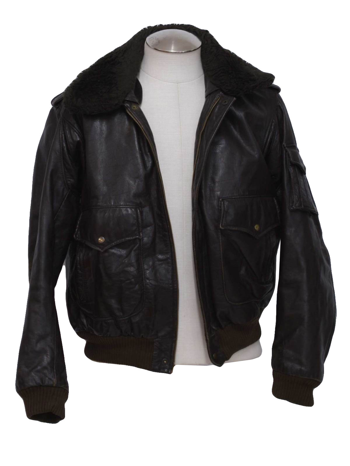 70s Retro Leather Jacket: 70s -First Pullman Corporation- Mens dark ...