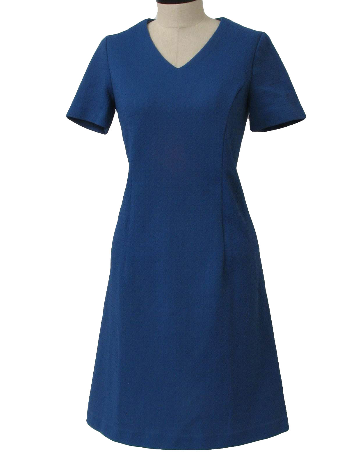 Retro 1970s Dress: 70s -Missing Label- Womens blue, knee length, short ...