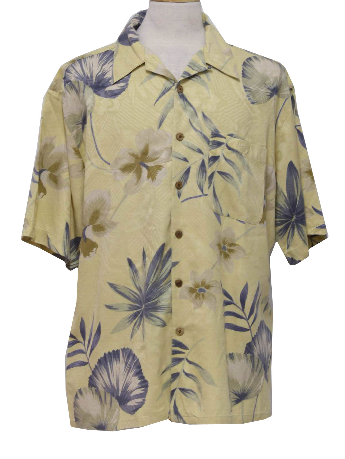 Vintage 1990's Hawaiian Shirt: 90s -Banana Cabana- Mens pale yellow ...