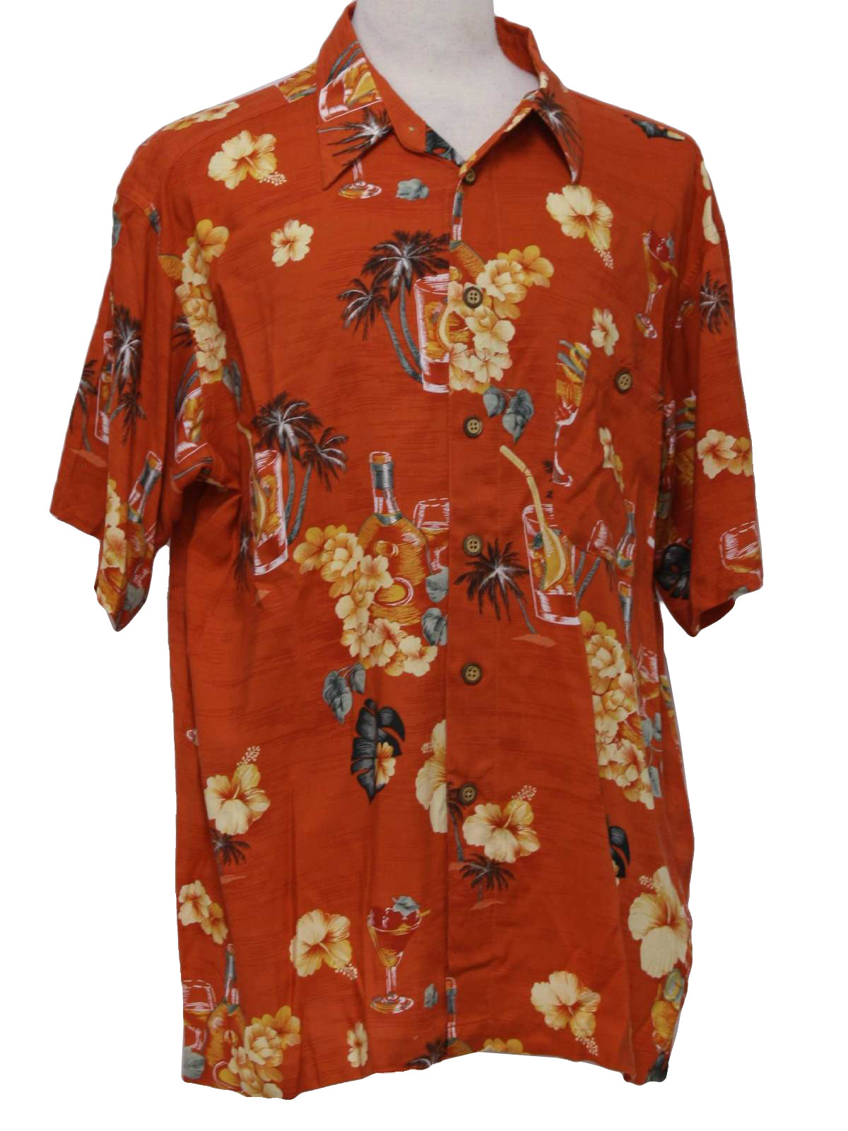 1990's Retro Hawaiian Shirt: 90s -M E Sport- Mens orange background ...