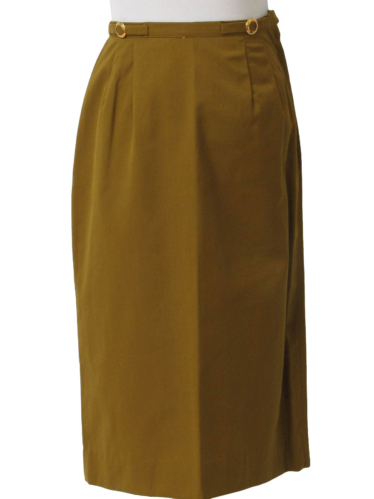 Retro 60's Skirt: Late 50s/Early 60s -No Label- Womens warm tan cotton ...