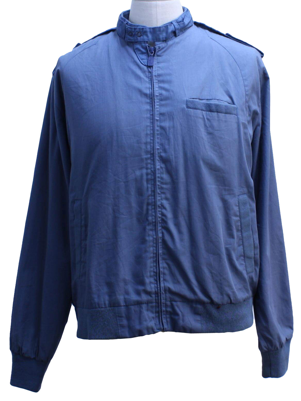 Vintage 1980's Jacket: 80s -Sigallo- Mens blue cotton polyester poplin ...