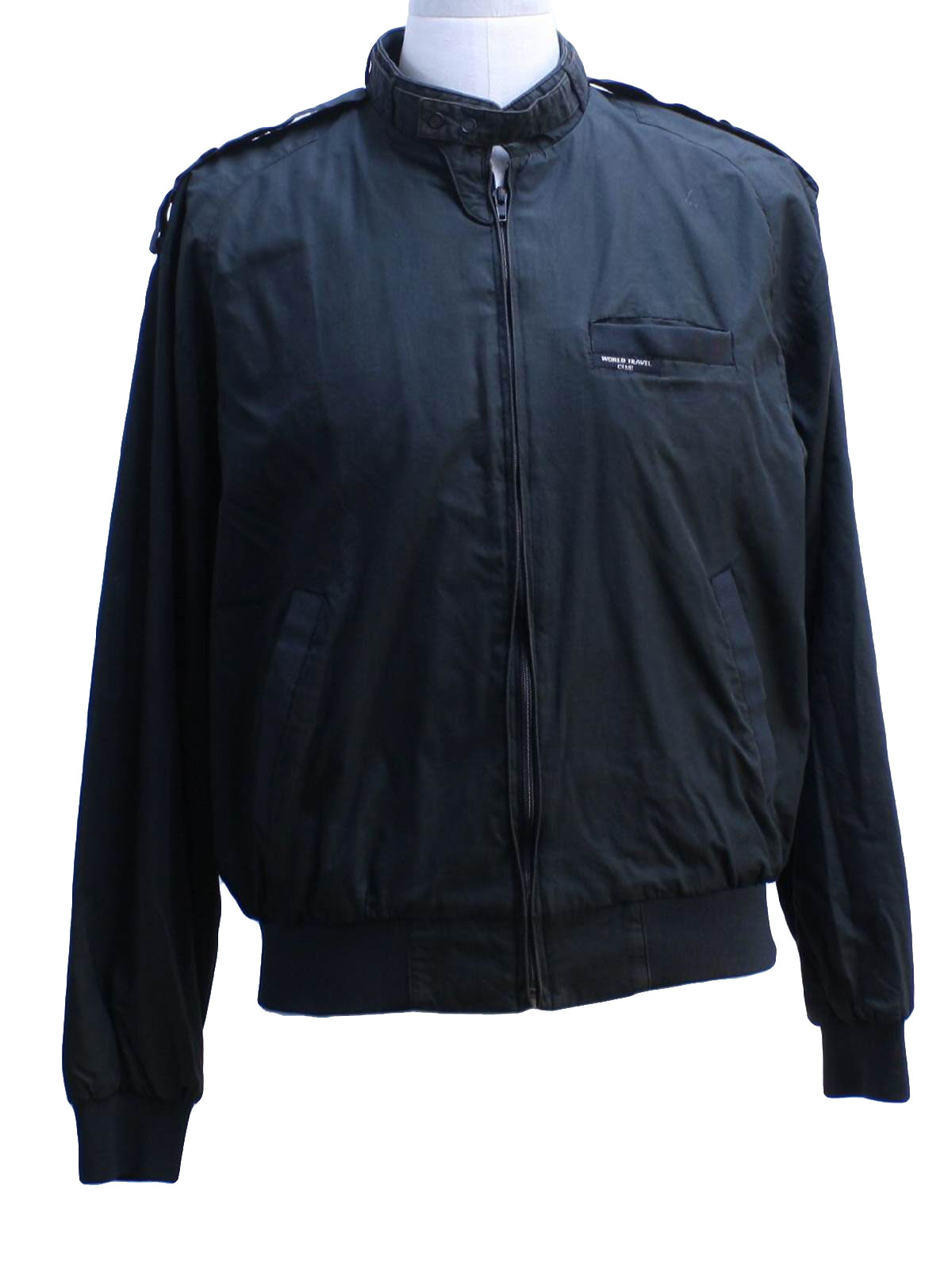 Vintage 1980's Jacket: 80s -World Travel Club- Mens black cotton ...