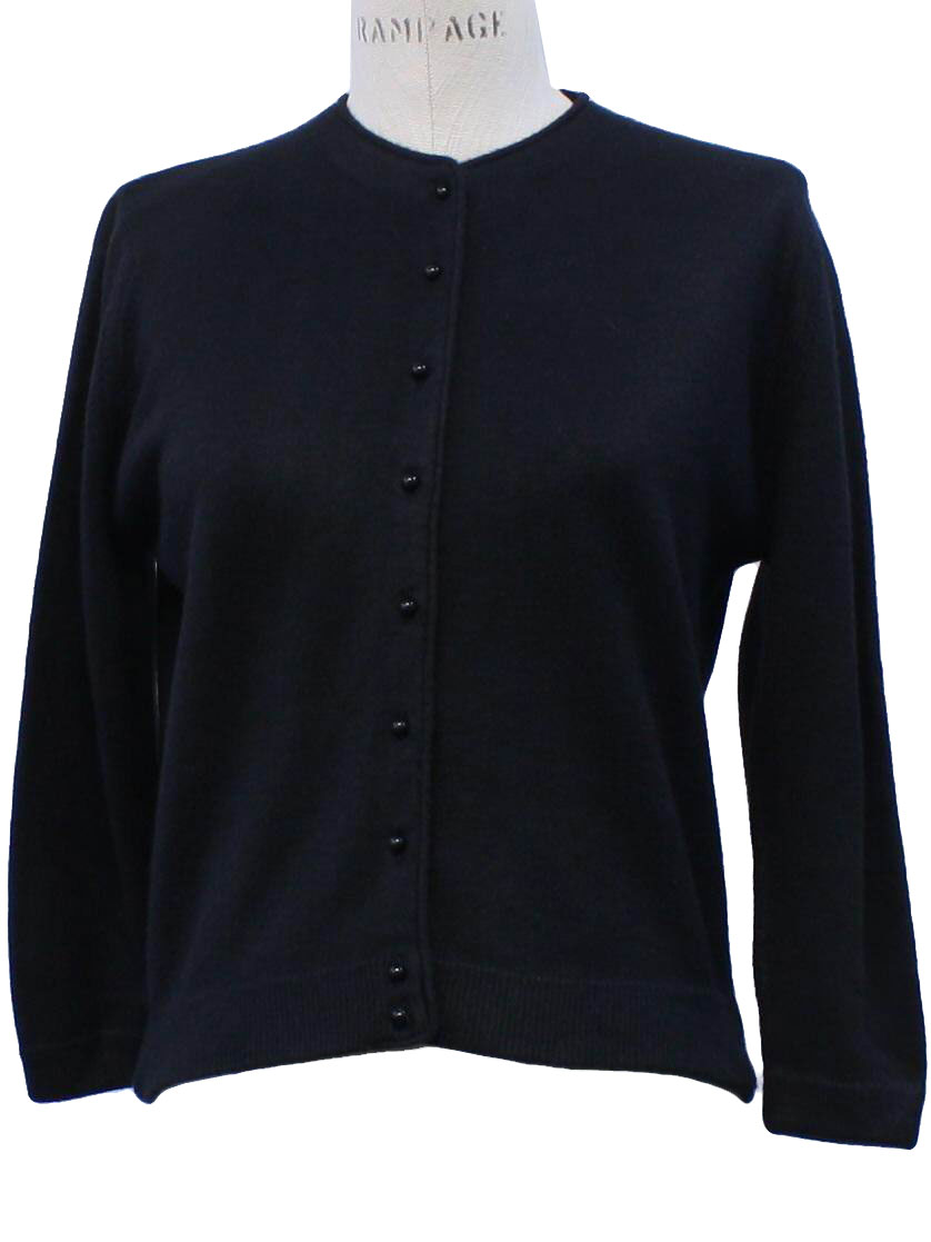 60s Retro Caridgan Sweater: 60s -A Burmuda- Womens black orlon acrylic ...