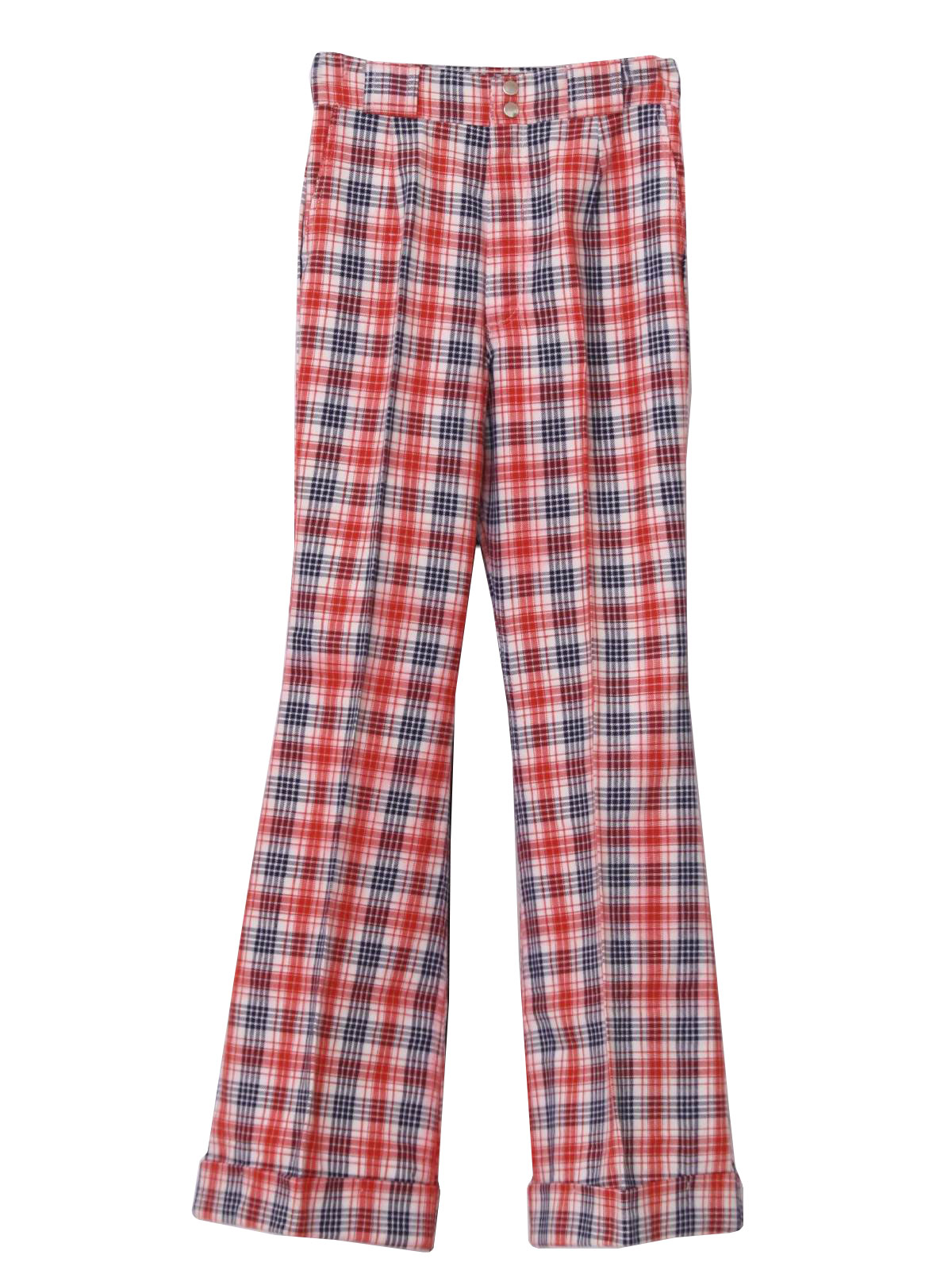 red polyester pants