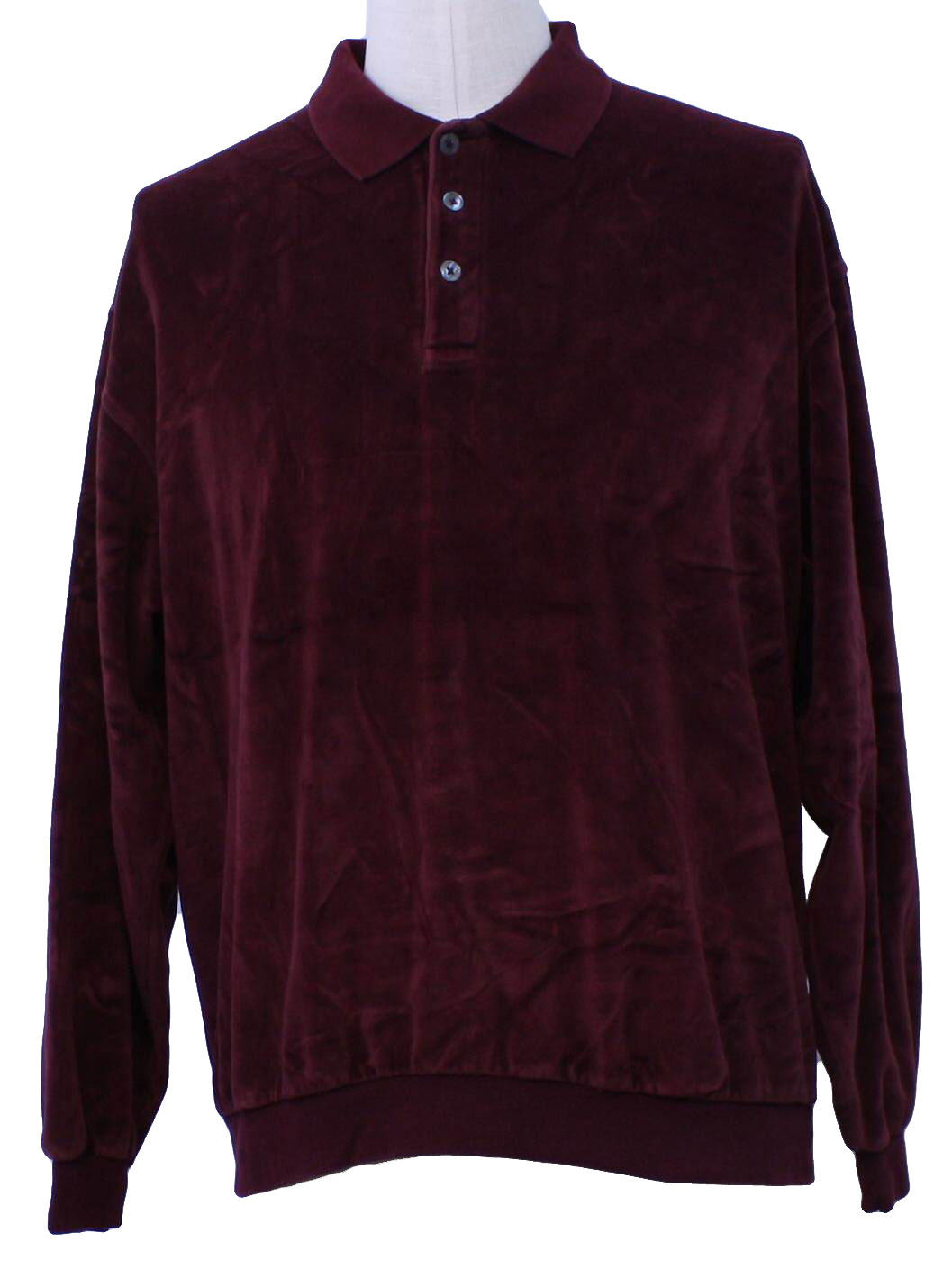 Nineties Vintage Velour Shirt: 90s -Norm Thompson- Mens maroon ...