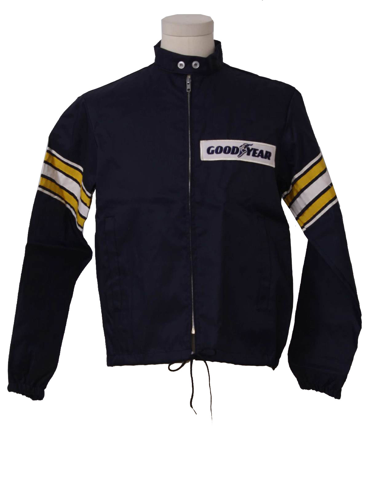 1980s Goodyear Jacket: 80s -Goodyear- Mens midnight blue, gold and ...