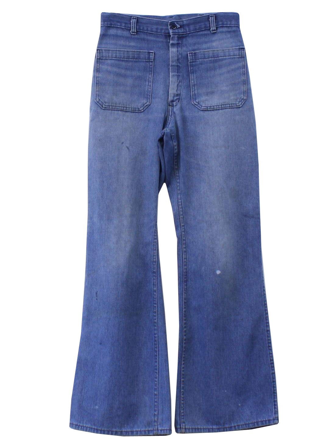 1970's Vintage Bellbottom Pants: 70s -No Label- Mens faded blue cotton ...