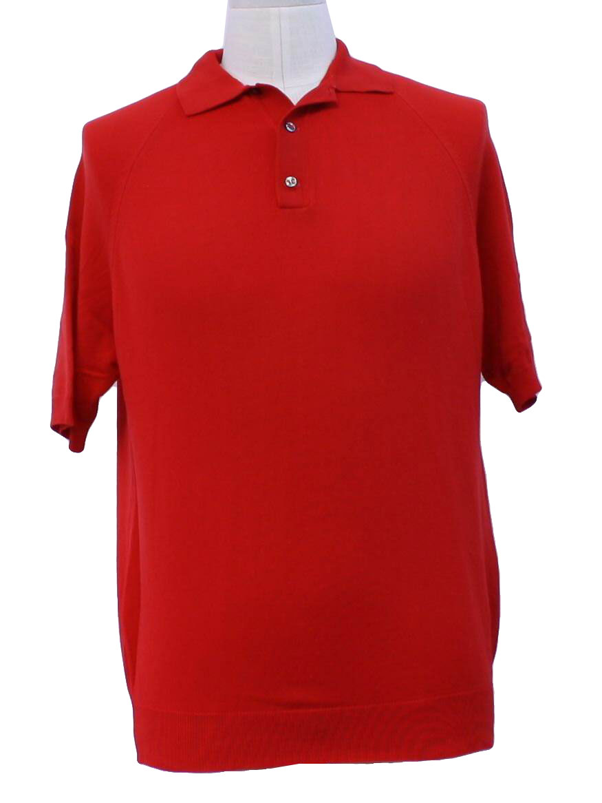 1960s Vintage Knit Shirt: 60s -Kennards- Mens red nylon banlon short ...