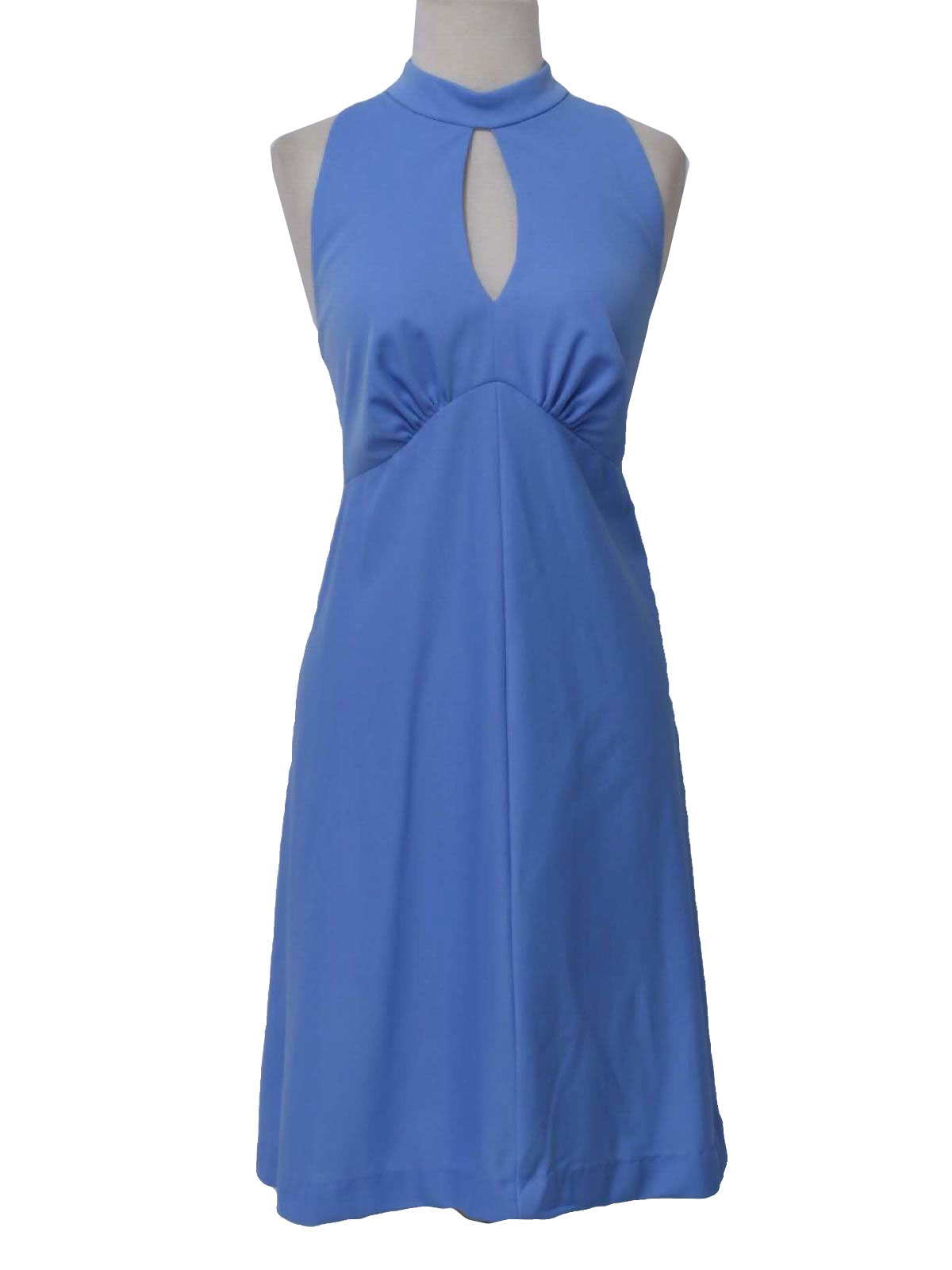 1970's Retro Dress: 70s -No Label- Womens sky blue, polyester stretch ...