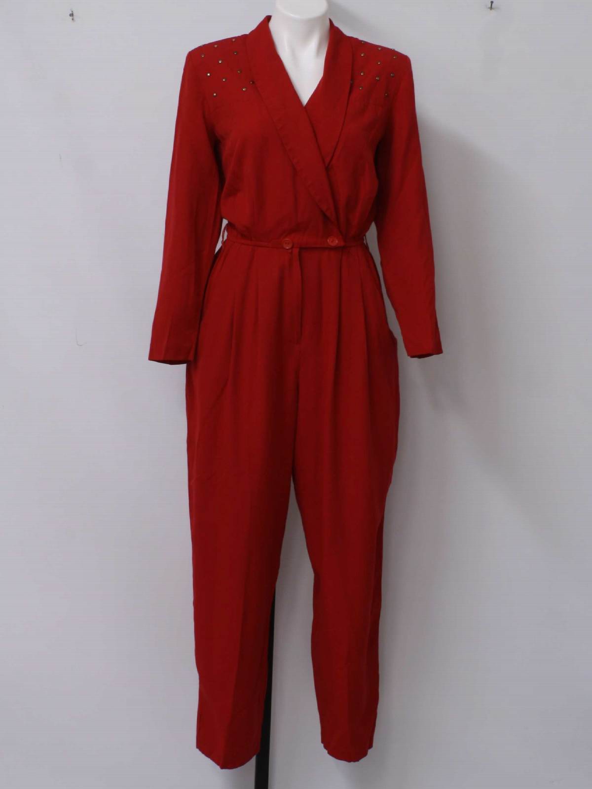 1980s Vintage Suit: 80s -KathieLee- Womens red, blended rayon ...