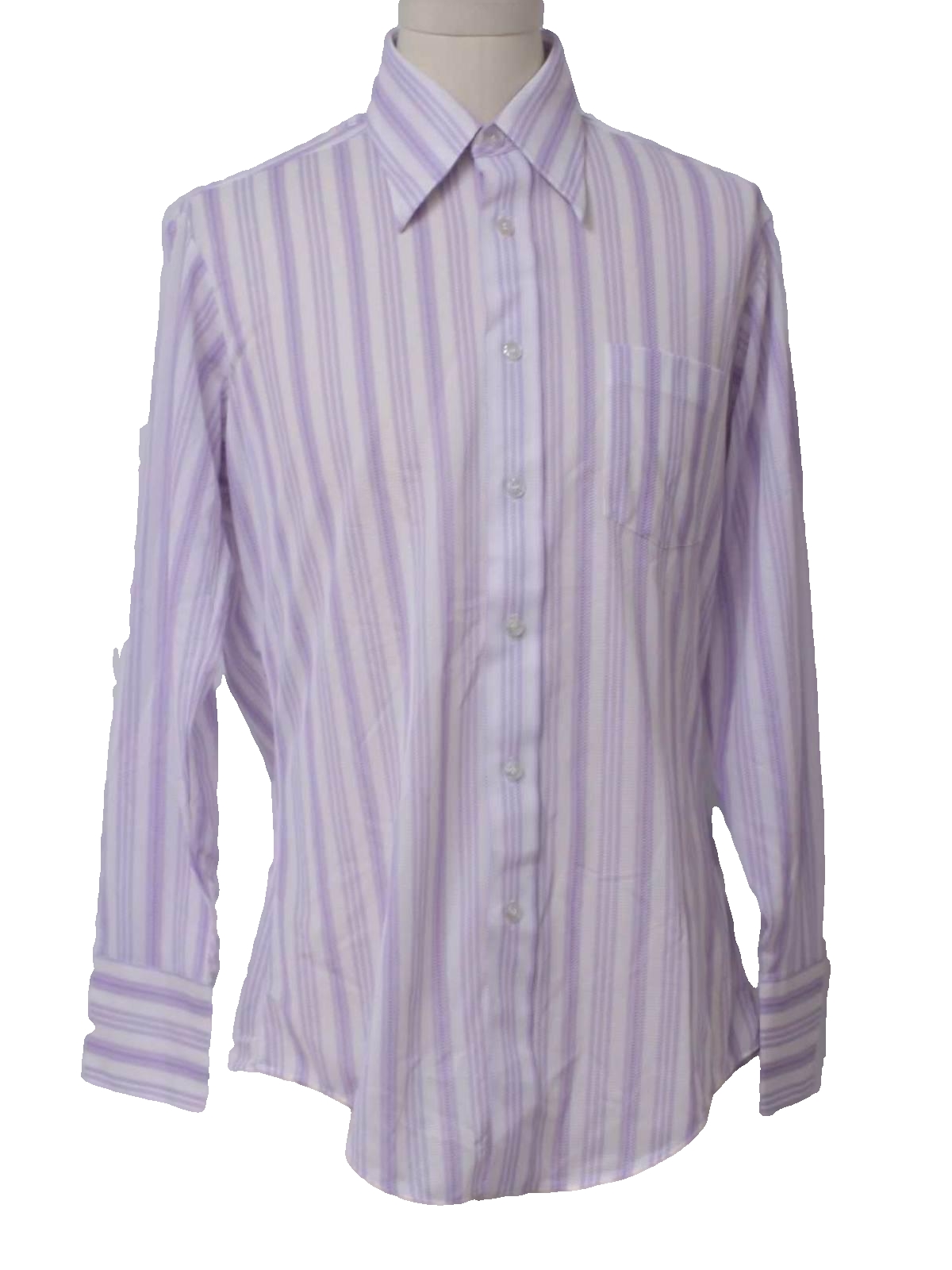 Vintage 1970's Shirt: 70s -Fabric Label- Mens lavender, blended ...