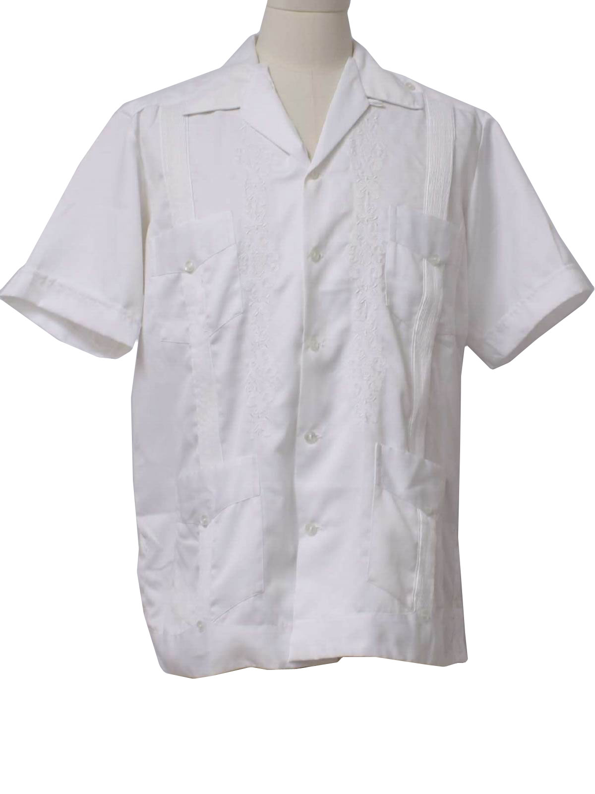 1990s Vintage Guayabera Shirt: 90s -Havanera- Mens white cotton and ...