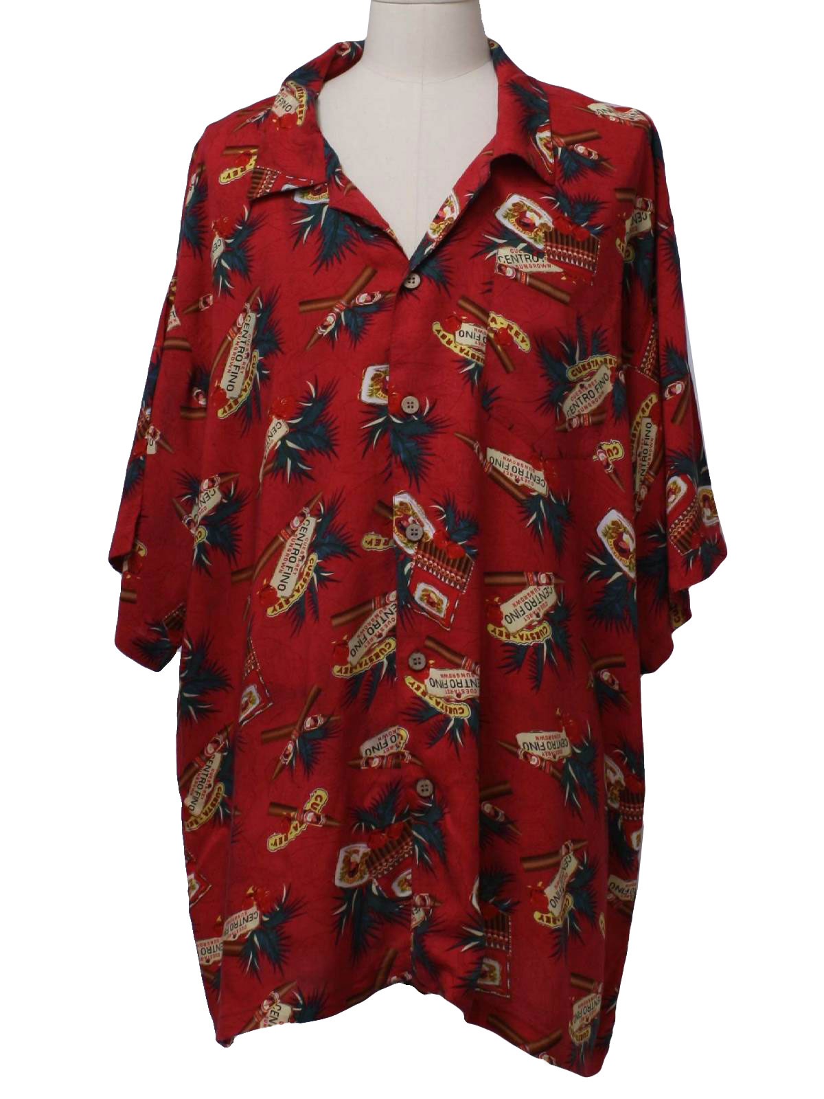 Retro Nineties Hawaiian Shirt: 90s -J.C. Newman Cigar Co.- Mens red ...