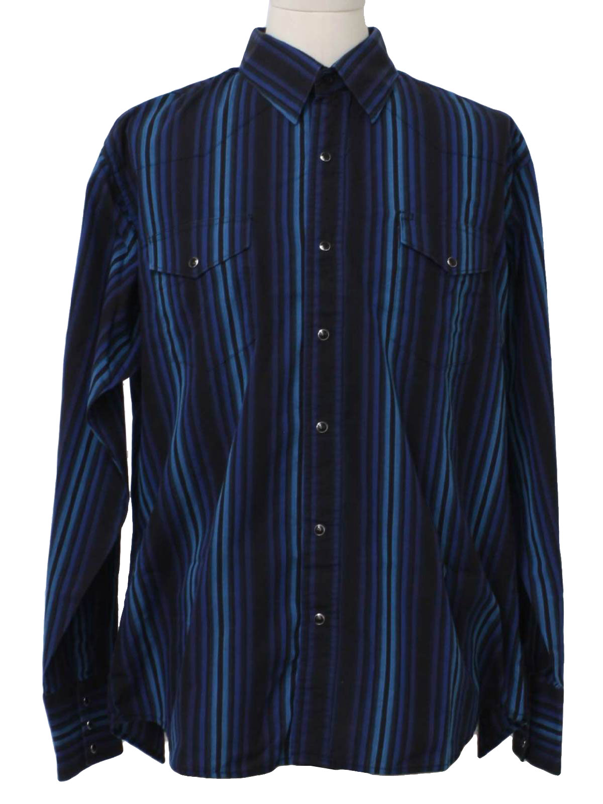 1990s Wrangler Western Shirt: 90s -Wrangler- Mens black, blue and aqua ...