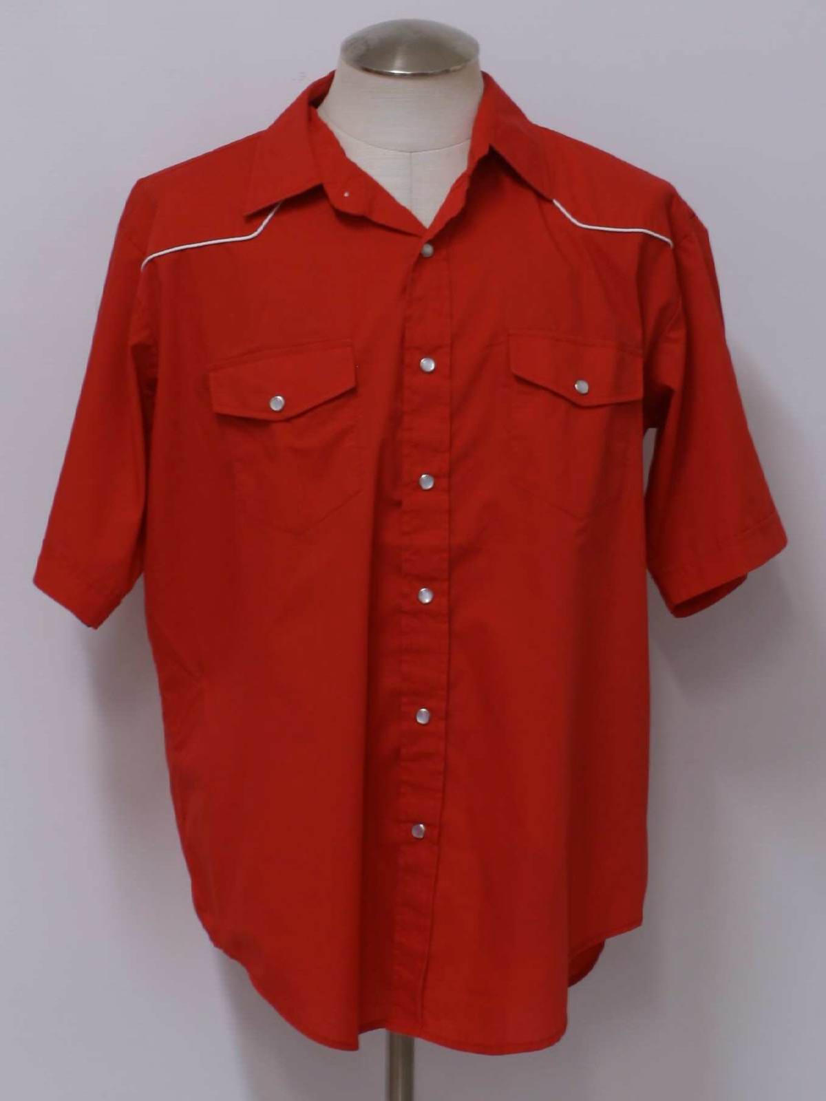 80s Retro Western Shirt: 80s -High Noon- Mens red cotton polyester ...