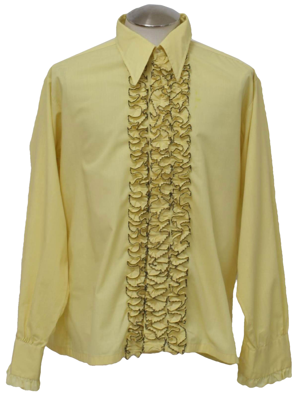 70s Retro Shirt: 70s -After Six- Mens soft yellow background polyester ...