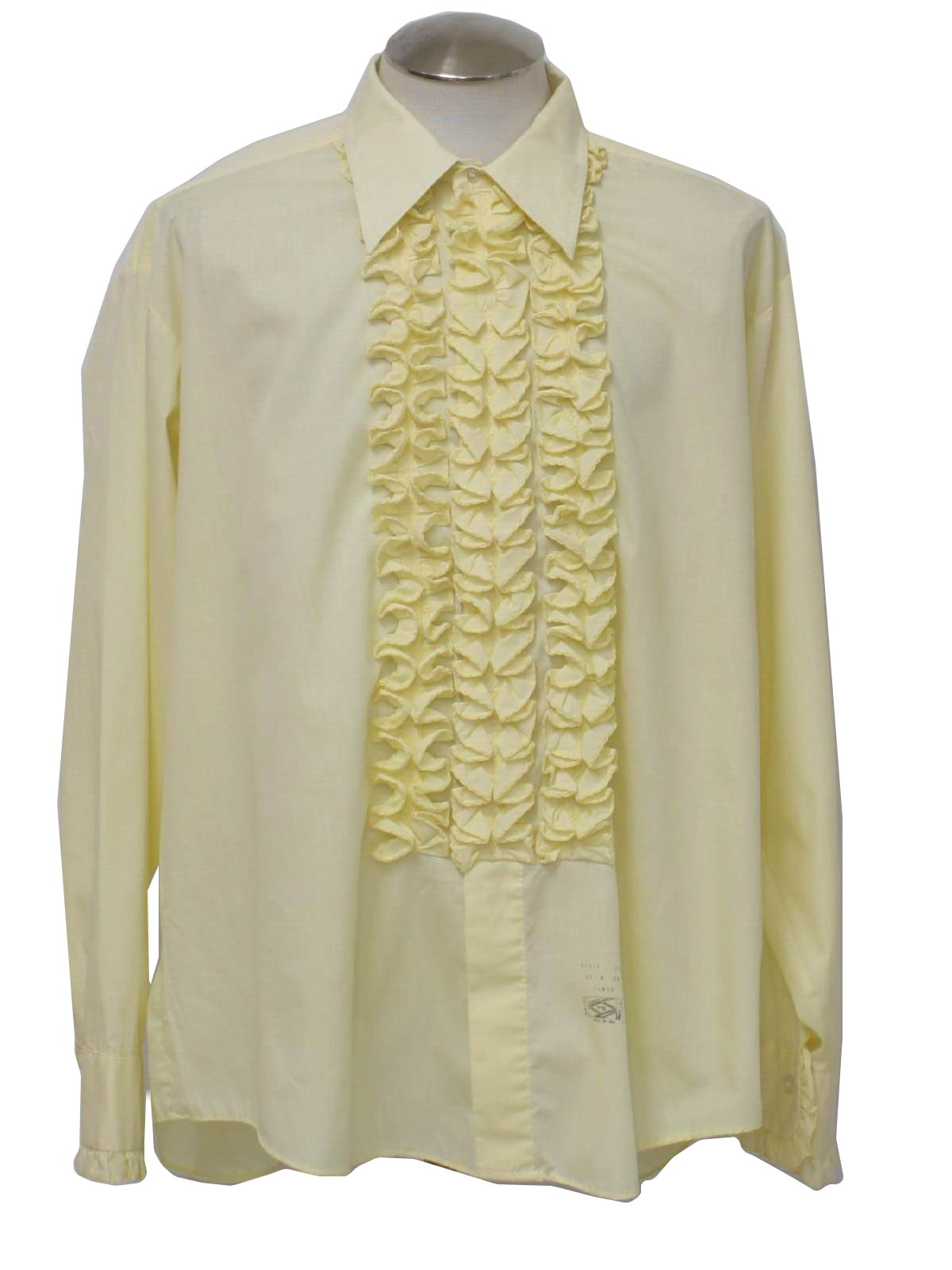 70's Vintage Shirt: 70s -Jims Formal Wear- Mens light yellow background ...