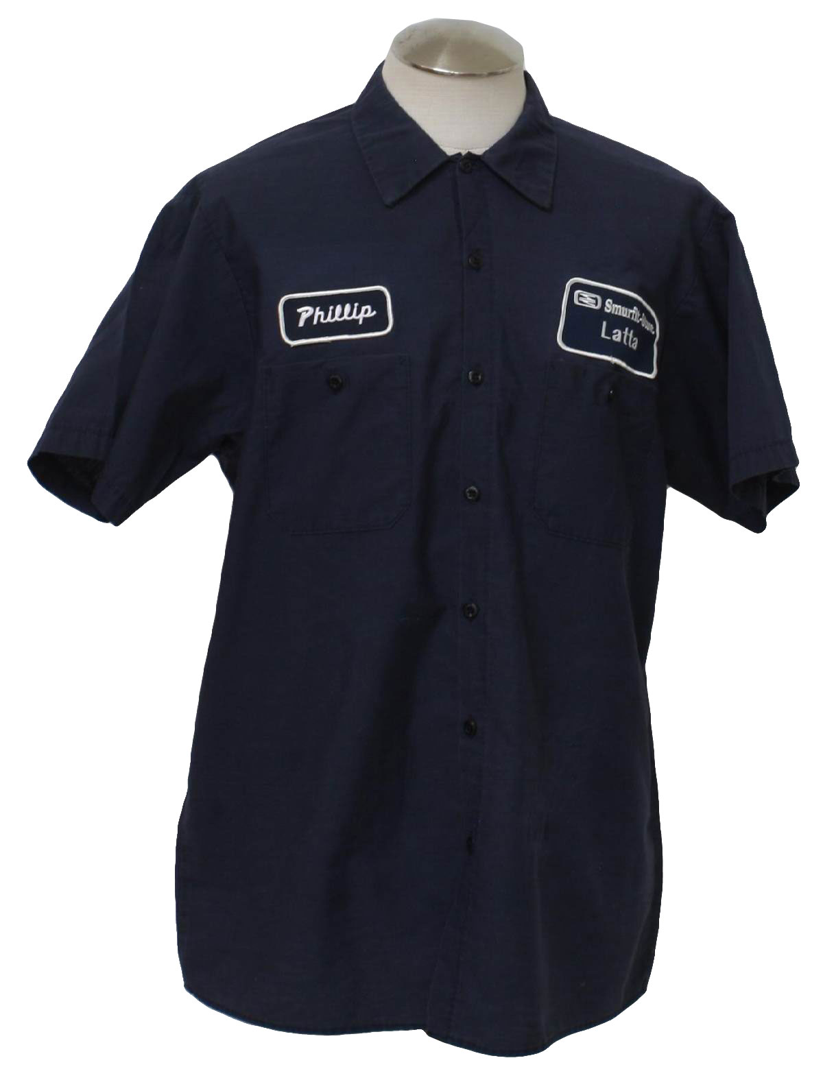 Cintas 90's Vintage Shirt: 90s -Cintas- Mens navy blue, shortsleeve ...