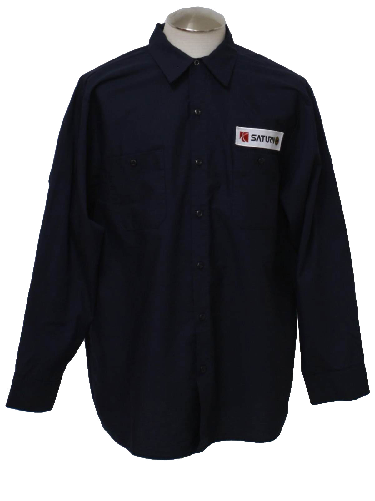 Shirt: 90s -Wearguard- Mens navy blue, longsleeve, button front ...